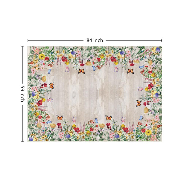 Spring Floral Washable Area Rug – Low Profile Indoor Rug