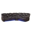 5-Seat Manual Reclining Sectional Sofa with LED Strip & Storage Console