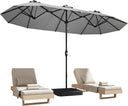 15ft x 9ft Double-Sided Rectangular Patio Umbrella with Crank & Base