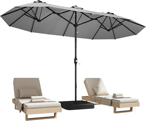 15ft x 9ft Double-Sided Rectangular Patio Umbrella with Crank & Base