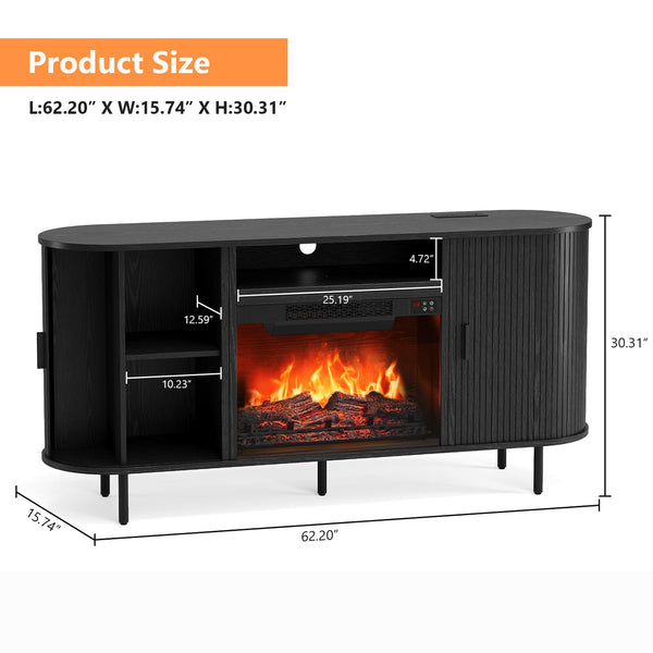 63" Fireplace TV Stand with 23" Electric Fireplace for TVs up to 70"