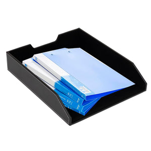 6-Piece PU Leather Desk Organizer Set with Writing Pad and File Tray