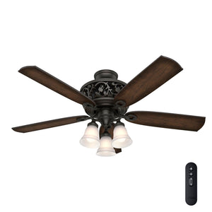54-Inch Traditional Ceiling Fan with LED Lights and Remote