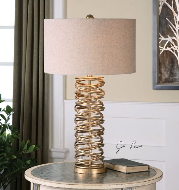 Antiqued Silver Champagne Metal Table Lamp