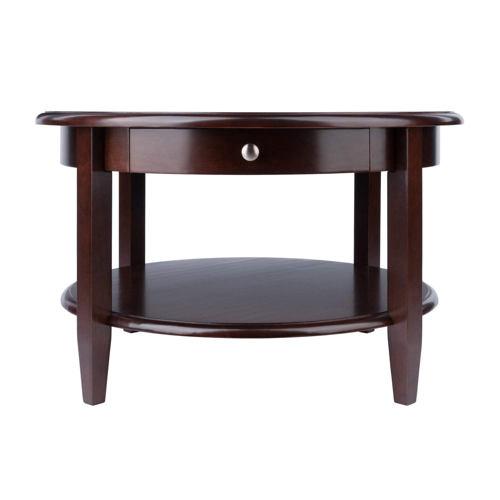 Round Coffee Table with Storage Drawer and Shelf