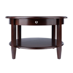 Round Coffee Table with Storage Drawer and Shelf