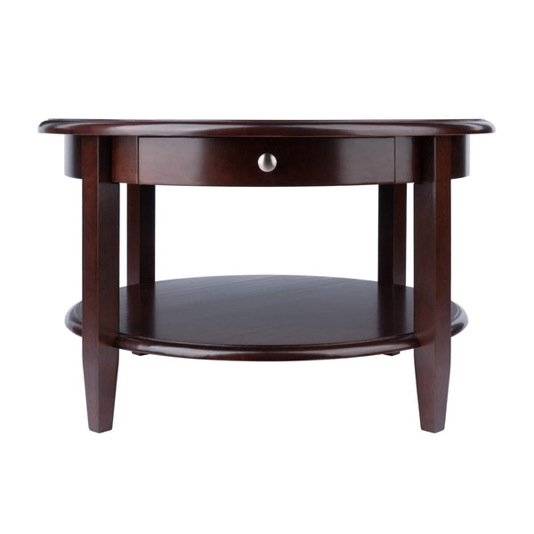 Round Coffee Table with Storage Drawer and Shelf