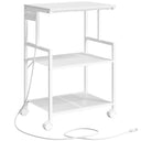 3-Tier Rolling Printer Stand with Charging Station