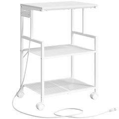 3-Tier Rolling Printer Stand with Charging Station