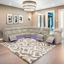 Power Recliner Sectional Sofa with LED Light & Storage Console
