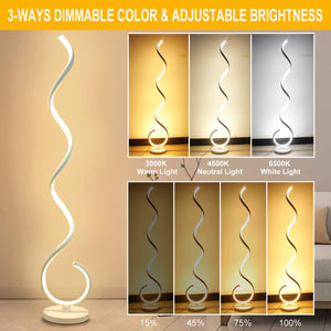 Spiral LED Floor Lamp 40W Dimmable with Remote Control
