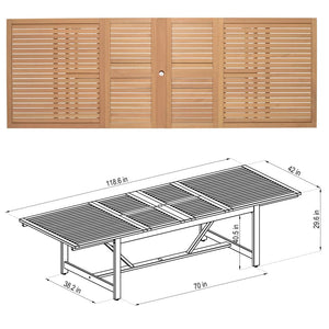 Eucalyptus Wood Extendable Patio Dining Set – Teak Finish, Indoor & Outdoor