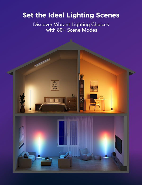 Smart RGBIC LED Floor Lamp with Music Sync – 1725lm, Color Changing, Dimmable