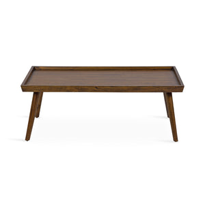 Mid-Century Wood Coffee Table with Tapered Legs & Adjustable Feet