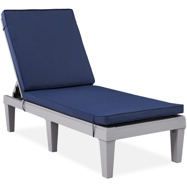Outdoor Patio Chaise Lounge Chair with Adjustable Backrest & Cushion