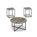 3-Piece Coffee & End Table Set – Round Top, Metal Frame, Wood Grain