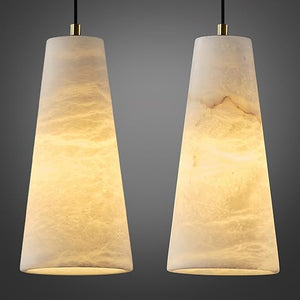 Natural Alabaster Pendant Light – Dimmable, Conical Shade