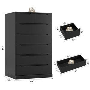 51" Tall 7-Drawer Dresser with Cut-Out Handles
