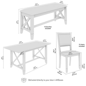 70-Inch Farmhouse Dining Table Set with Chairs and Benches