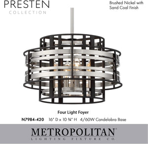 4-Light Pendant – Brushed Nickel & Sand Coal Finish