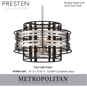 4-Light Pendant – Brushed Nickel & Sand Coal Finish