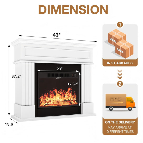 43" Electric Fireplace with Mantel TV Stand