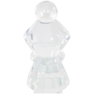 Crystal Chess Bookends Set of 2 – Clear Glossy Glass, 9.55" H