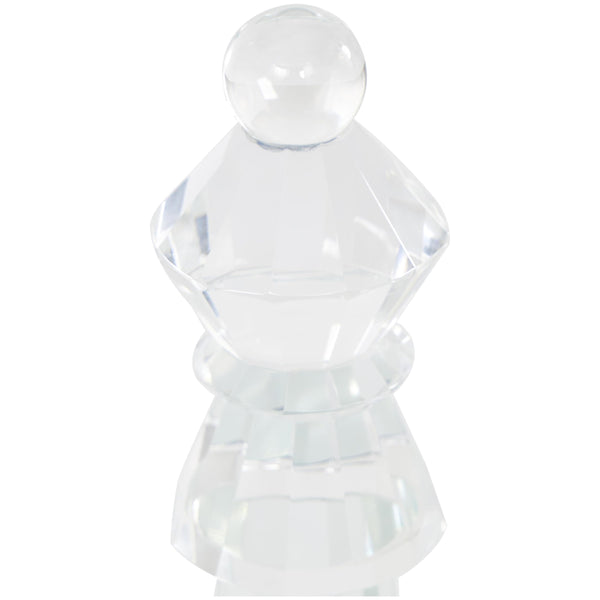 Crystal Chess Bookends Set of 2 – Clear Glossy Glass, 9.55" H
