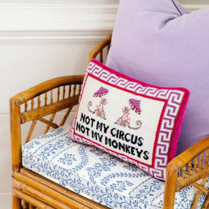 Needlepoint Decorative Throw Pillow – Wool Embroidered Accent, 10" x 14"