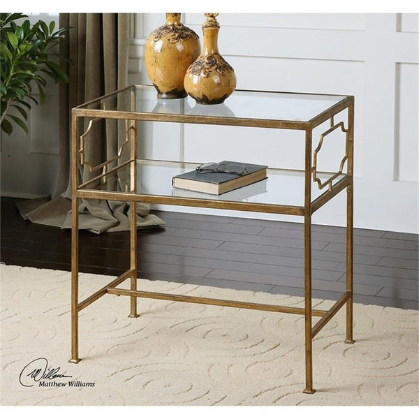Gold Metal & Glass Side Table Set of 2
