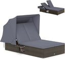 Outdoor Daybed with Retractable Canopy & 6-Position Backrest