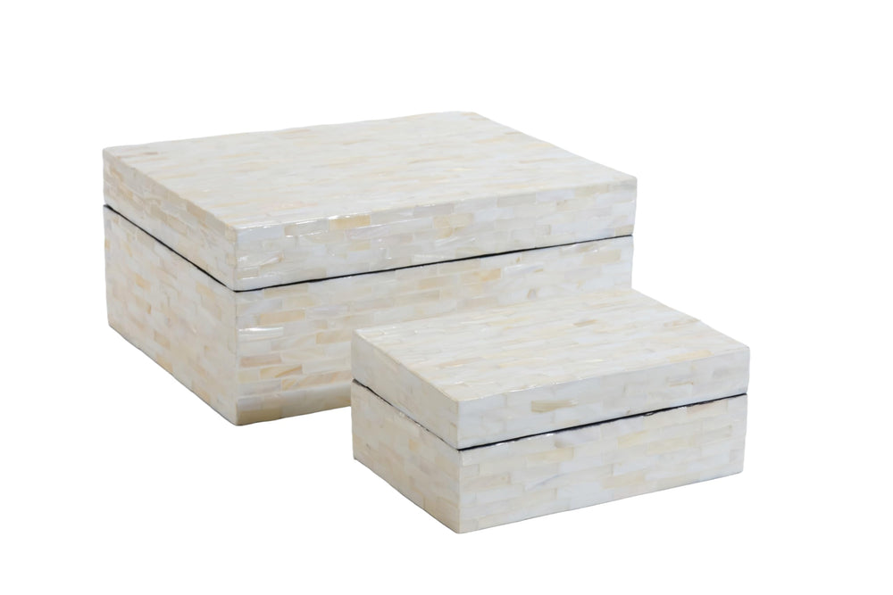Mother of Pearl Decorative Keepsake Box Set of 2 with Lids
