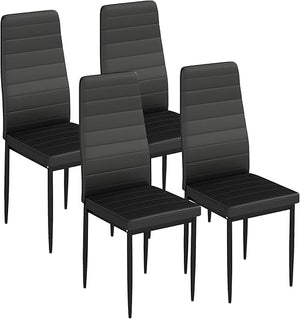 5-Piece Glass Dining Table Set with 4 Upholstered Faux Leather Chairs