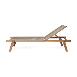 Outdoor Wood Chaise Lounge Set of 2 with Rope Seating