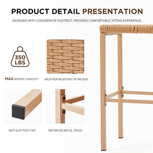 3-Piece Outdoor Tiki Bar Set with Stools & Canopy