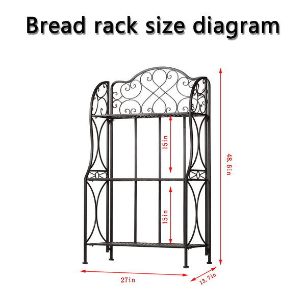 3-Tier Metal Baker's Rack with Microwave Stand & Storage Shelves