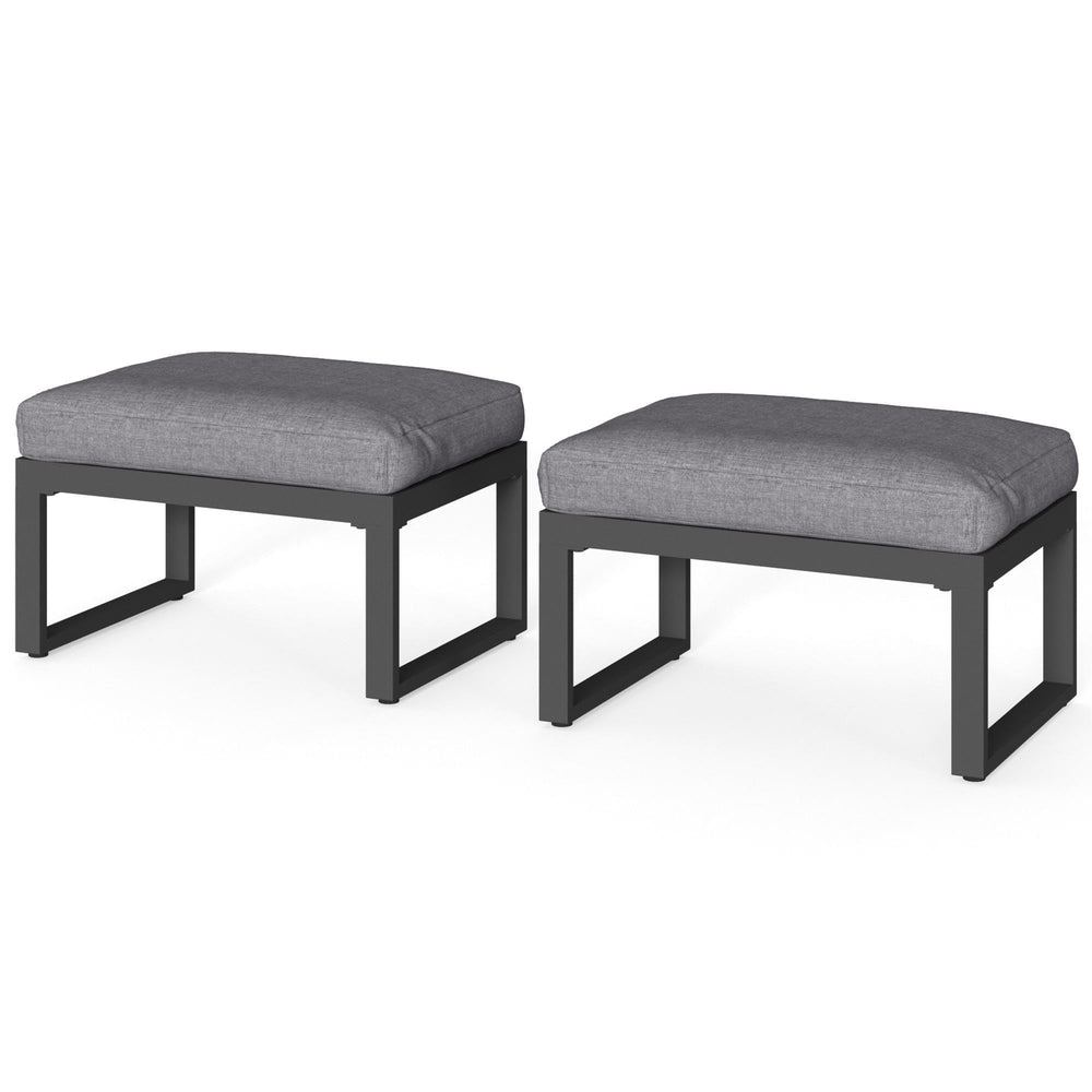 2-Piece Aluminum Outdoor Patio Ottoman Set - Grey