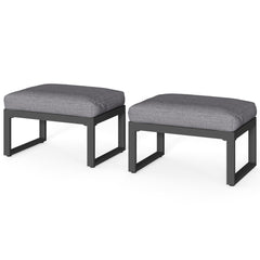 2-Piece Aluminum Outdoor Patio Ottoman Set - Grey