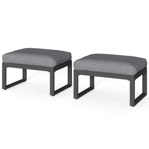 2-Piece Aluminum Outdoor Patio Ottoman Set - Grey