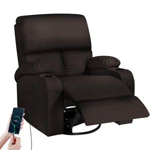 Swivel Rocker Recliner Chair with Massage, Heat & USB Charging