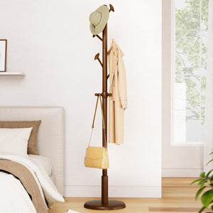 Freestanding Wood Coat Rack with 10 Hooks