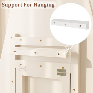 LED Full Length Wavy Floor Mirror with Wood Frame