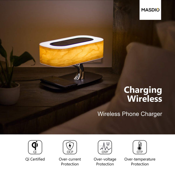 Bedside Lamp with Bluetooth Speaker & Wireless Charger