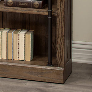 3-Piece Bookcase Wall with Ladder & 5 Adjustable Shelves – Wood & Steel Frame