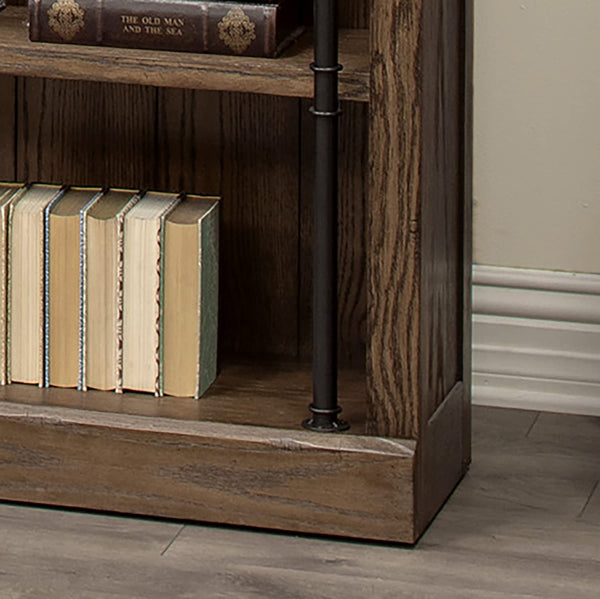 3-Piece Bookcase Wall with Ladder & 5 Adjustable Shelves – Wood & Steel Frame