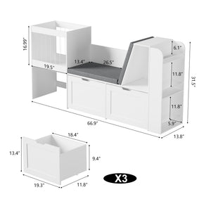 Kids Reading Nook Toy Storage Organizer with Bookshelf and Drawers