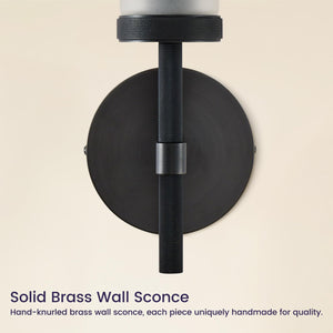 Hardwired Frosted Glass Black Wall Sconce