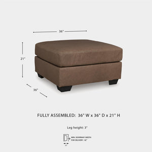 Oversized Faux Leather Accent Ottoman – Light Brown