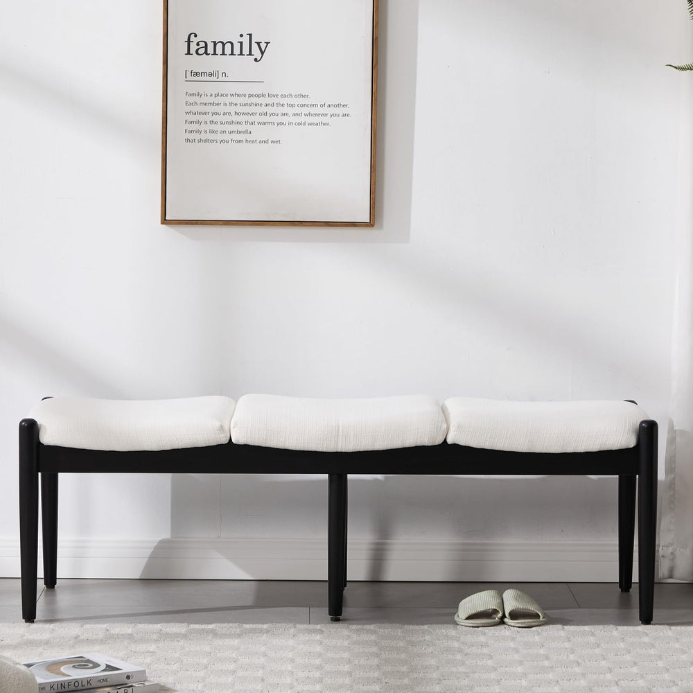 Upholstered Dining Bench with Wood Legs