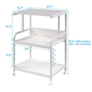 3-Tier Height Adjustable Printer Stand with Wheels
